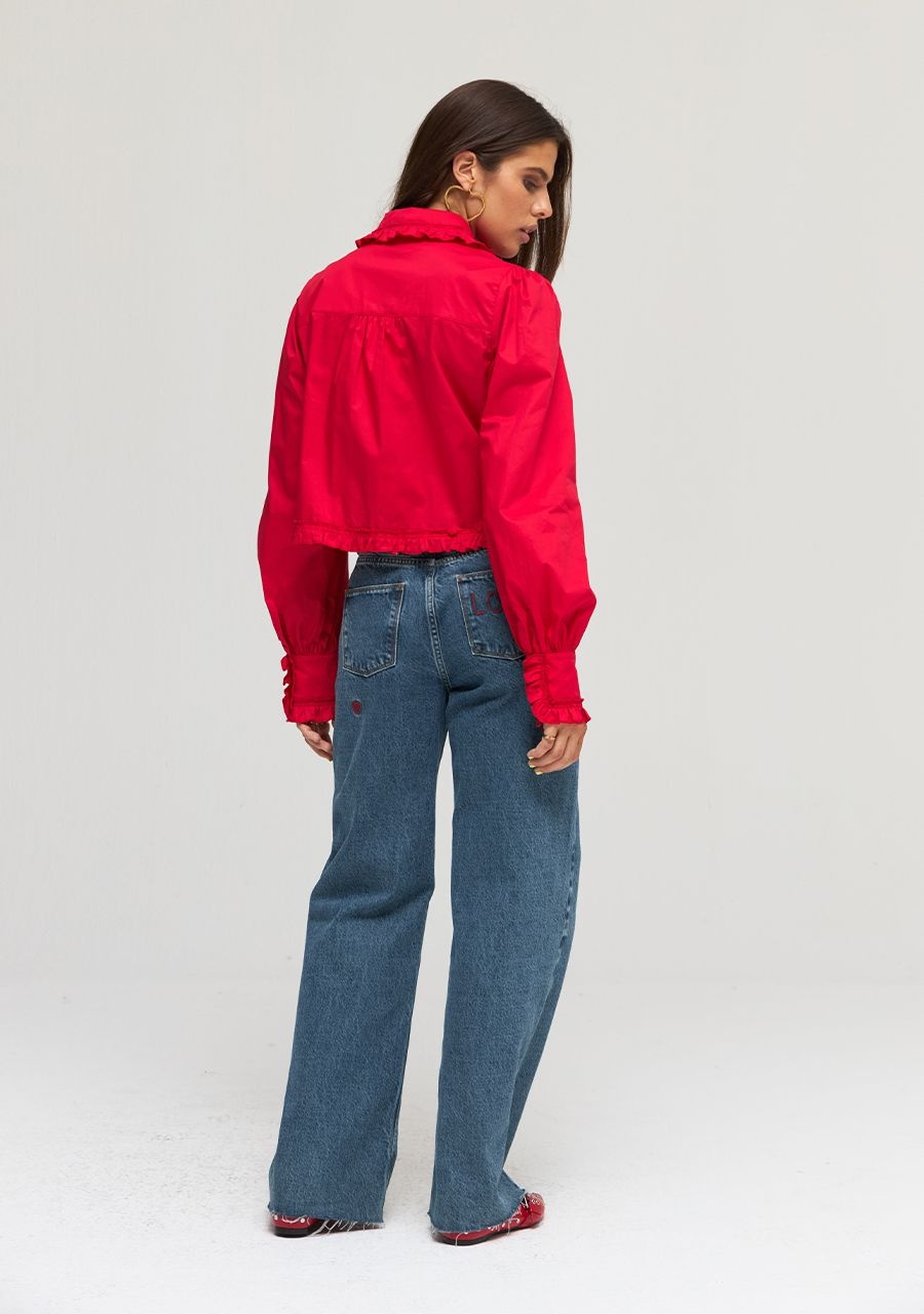 HARPER & YVE Yve Mid Blue Jeans Pink Details