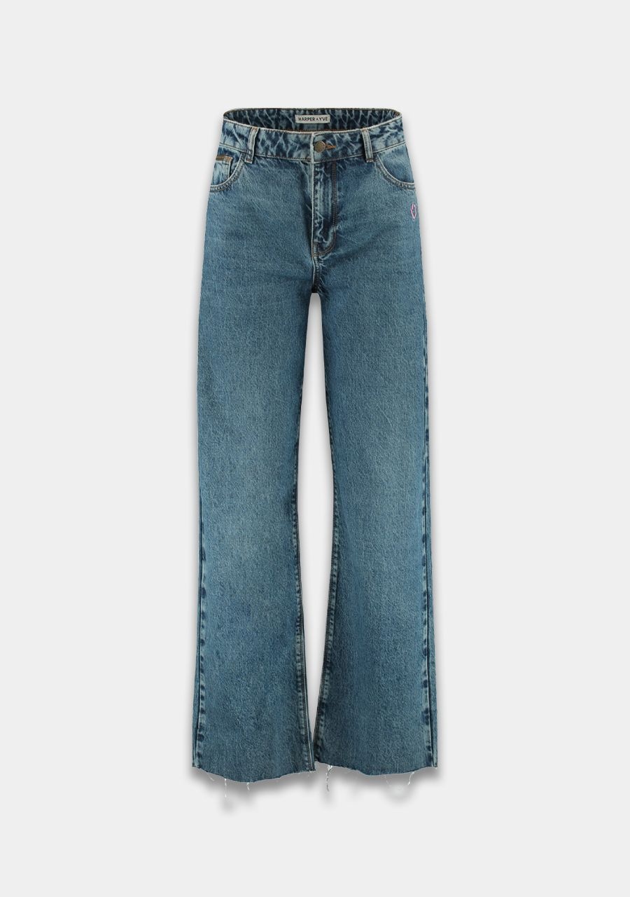 HARPER & YVE Yve Mid Blue Jeans Pink Details