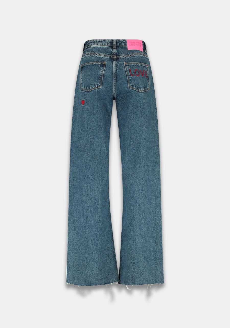 HARPER & YVE Yve Mid Blue Jeans Pink Details