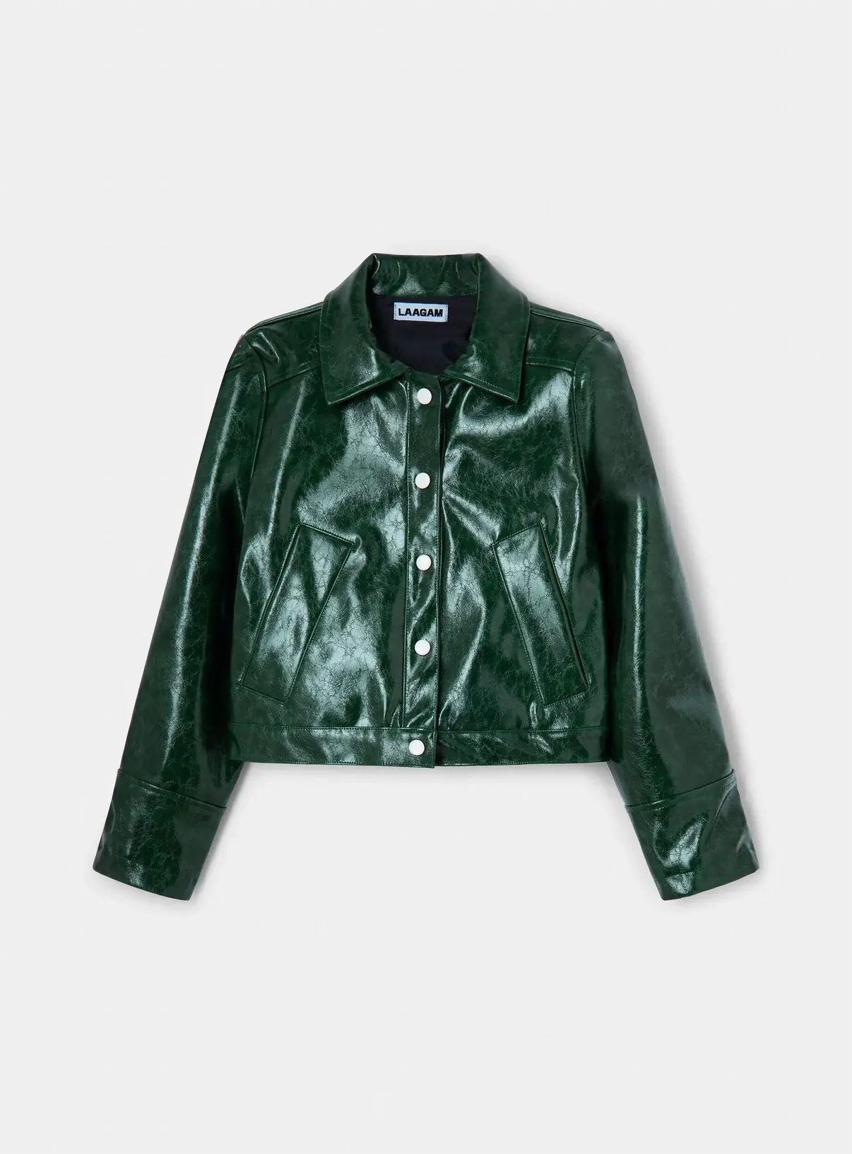 LAAGAM Lena Green Faux Leather Jacket