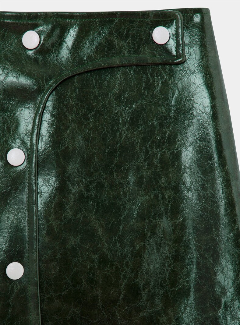 LAAGAM Lena Green Faux Leather Skirt
