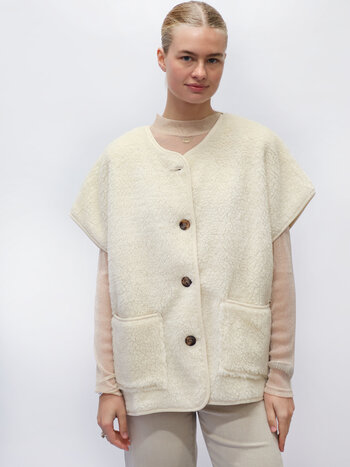 Elsa Teddy Gilet White TU