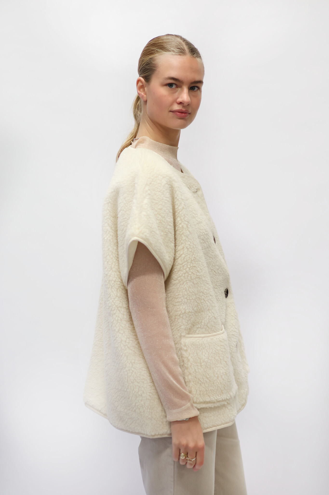 Elsa Teddy Gilet White TU