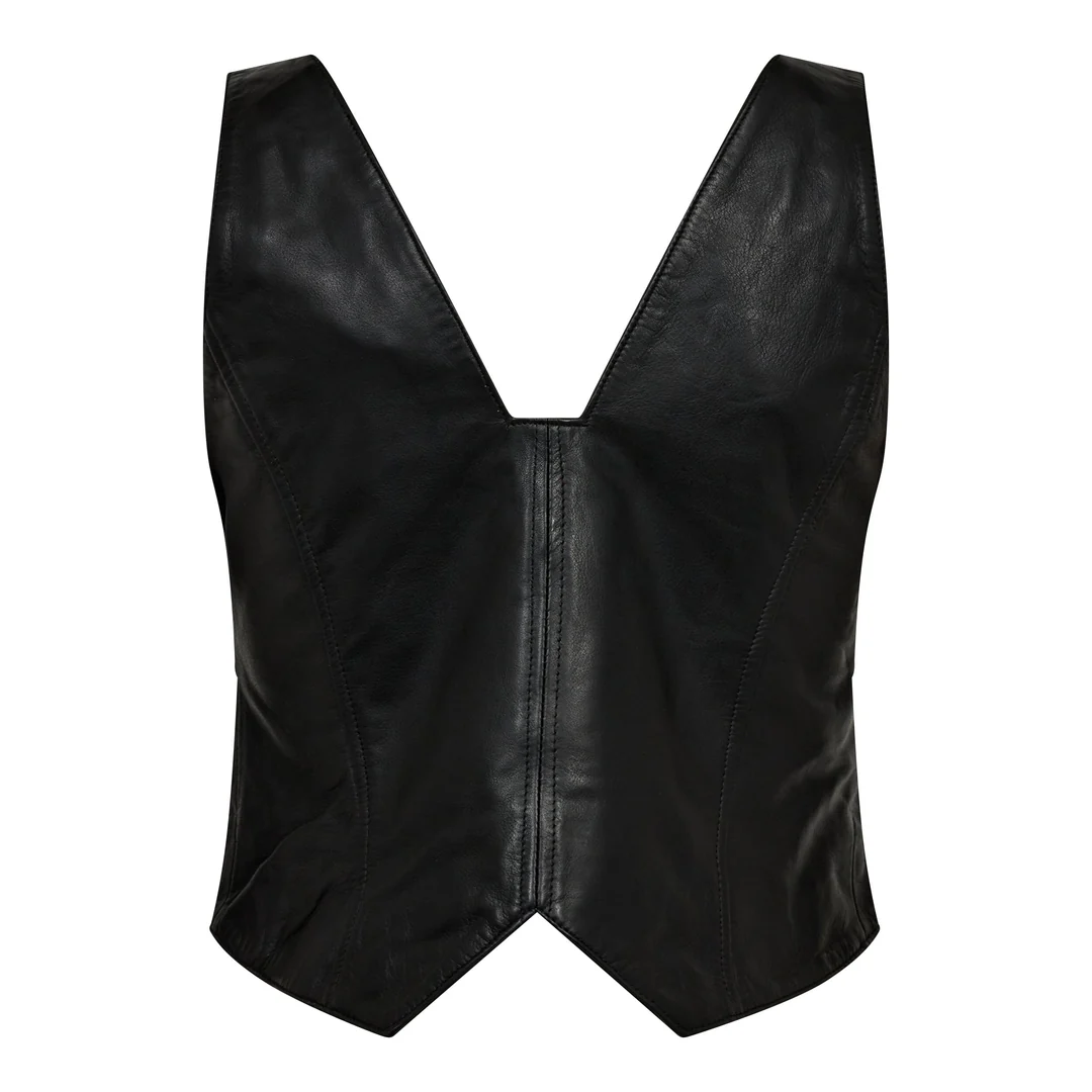 CO'COUTURE PhoebeCC Leather Zip Vest Black