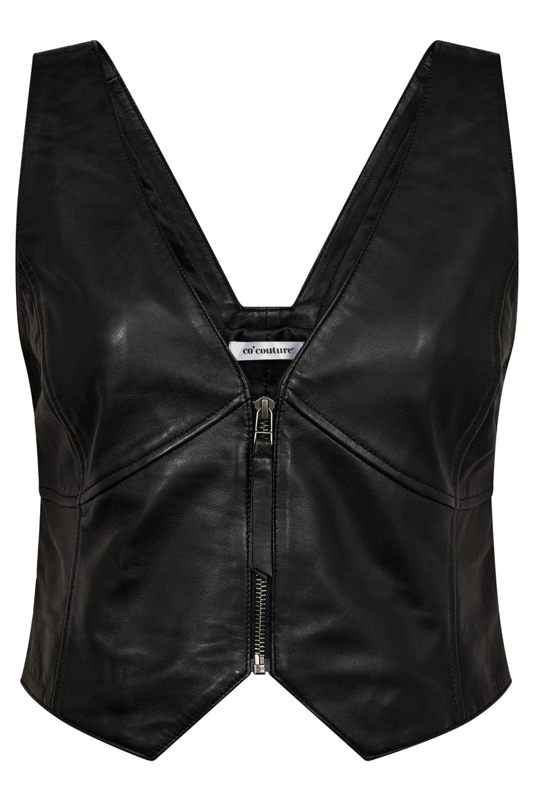 CO'COUTURE PhoebeCC Leather Zip Vest Black