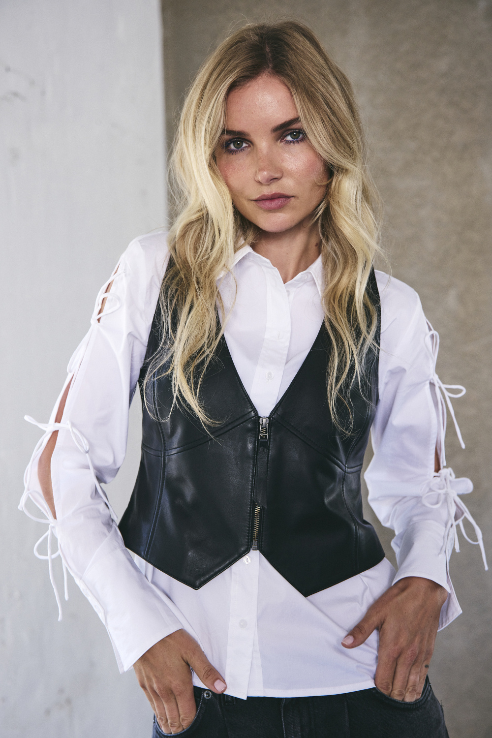 CO'COUTURE PhoebeCC Leather Zip Vest Black