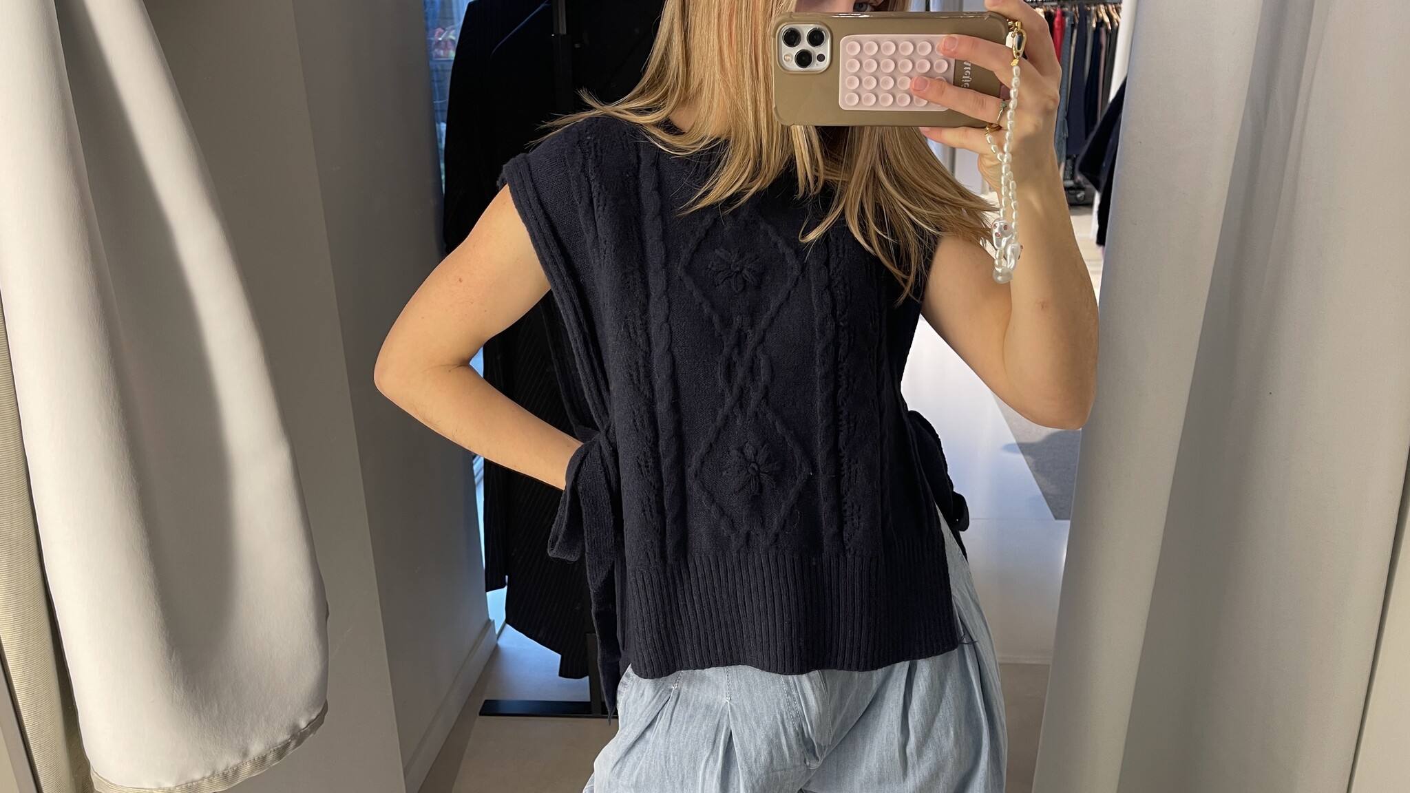 MM Chloe Debardeur Navy Blue Texture