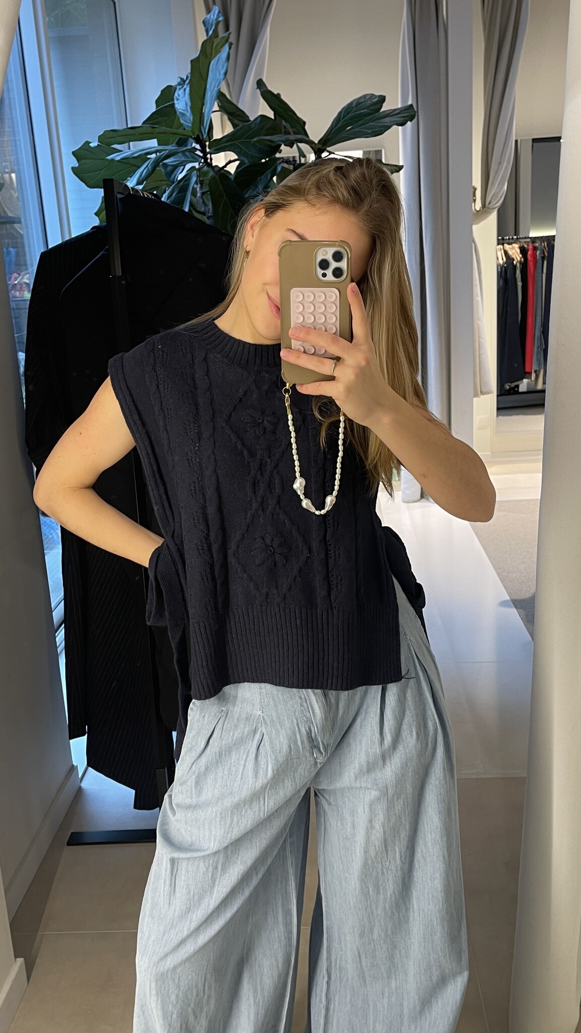 MM Chloe Debardeur Navy Blue Texture