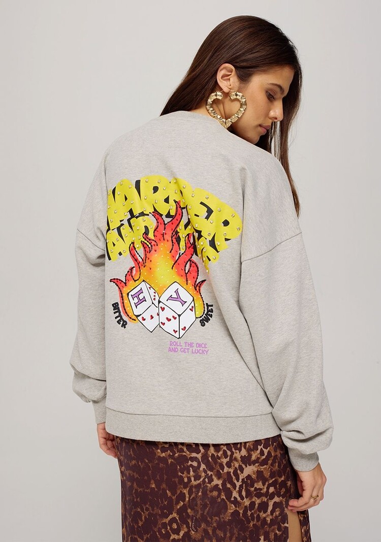 HARPER & YVE Roll The Dice Trui Flames Grijs