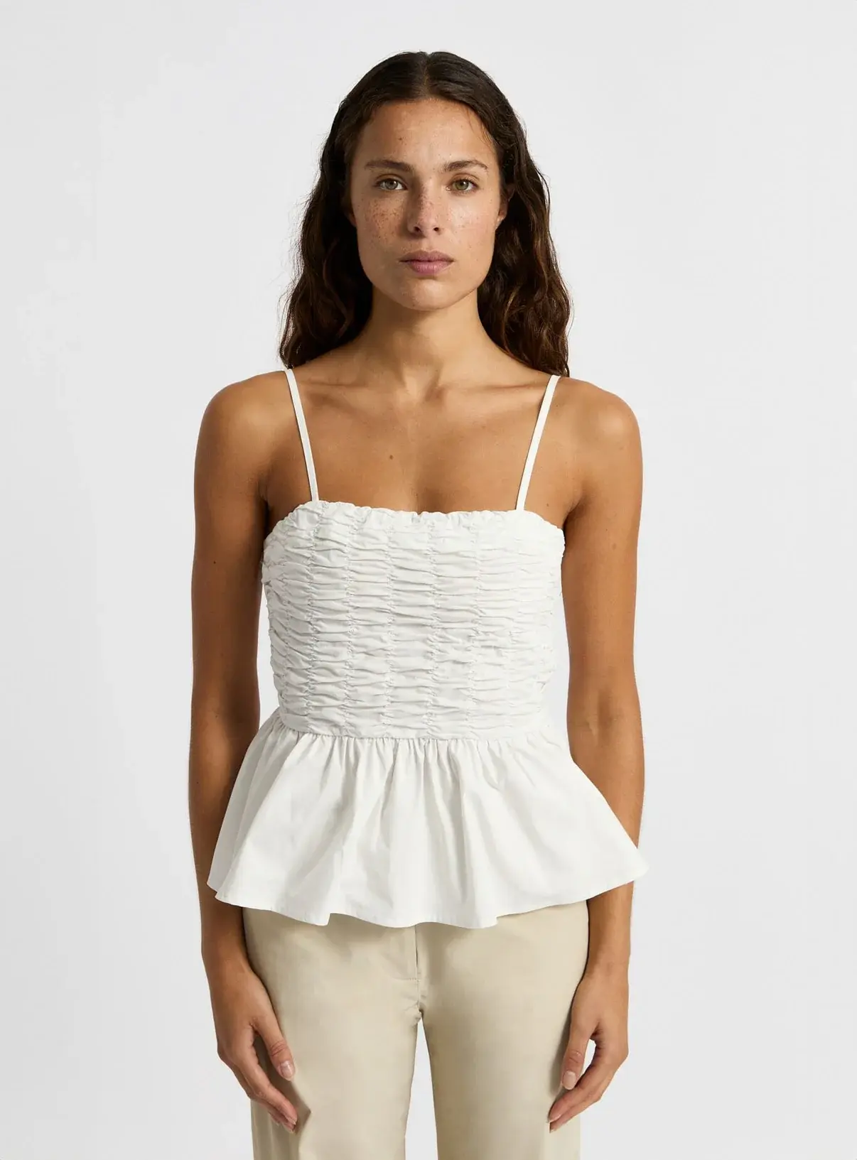 LAAGAM Matilda White Ruched Top
