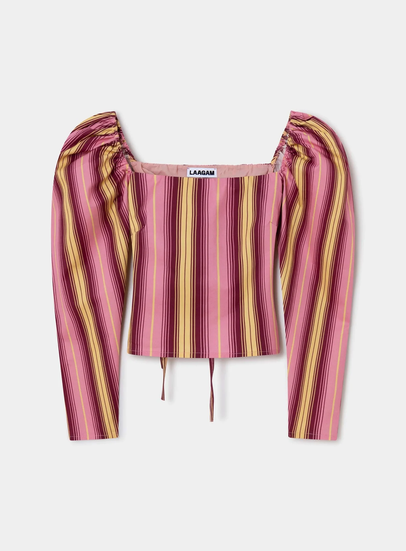 LAAGAM Brigitte Pink Striped Puff Sleeve Blouse