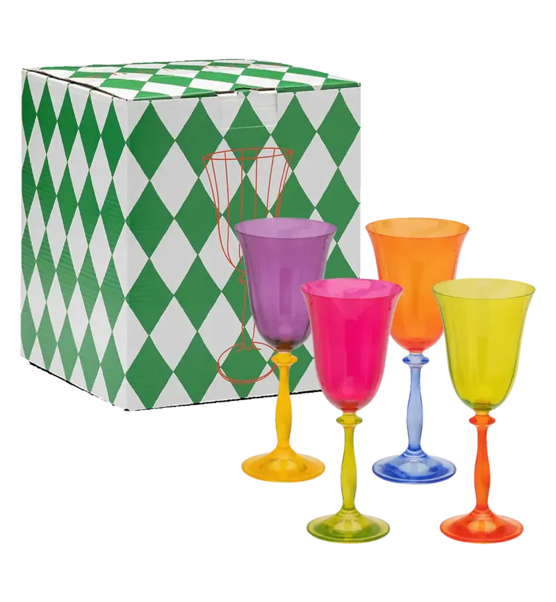 ANNA&NINA Multicoloured Optic Wine Glass Set of 4