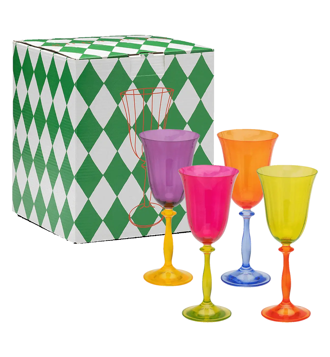 ANNA&NINA Multicoloured Optic Wine Glass Set of 4