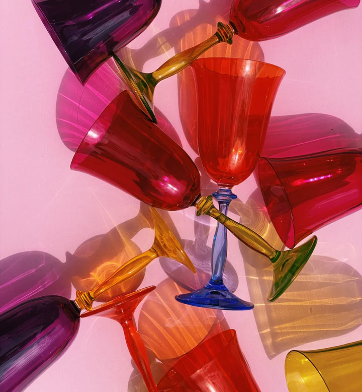 ANNA&NINA Multicoloured Optic Wine Glass Set of 4