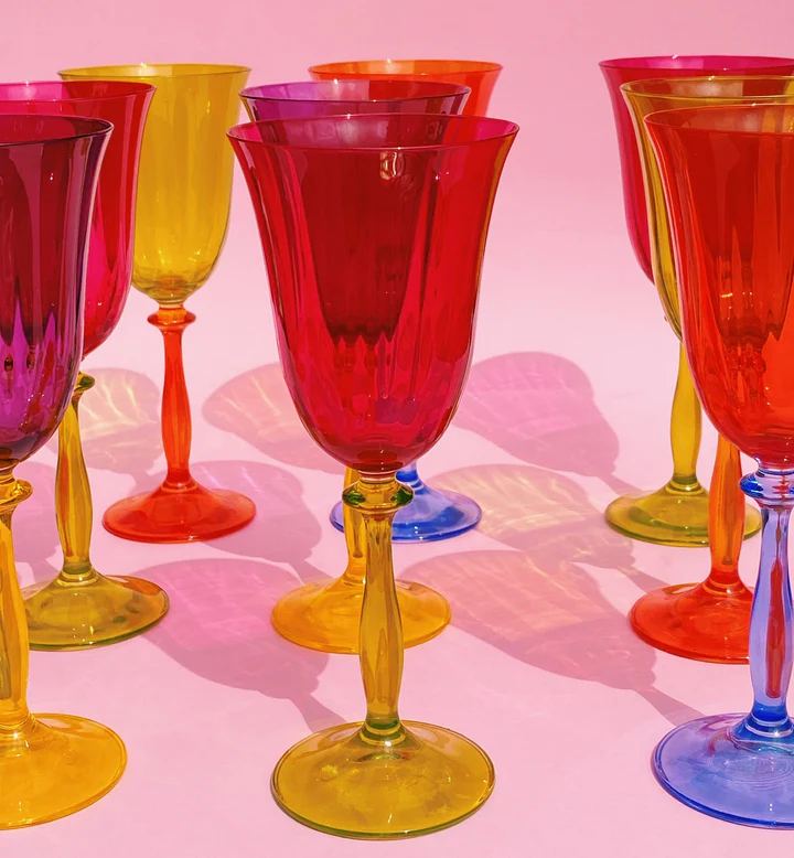 ANNA&NINA Multicoloured Optic Wine Glass Set of 4