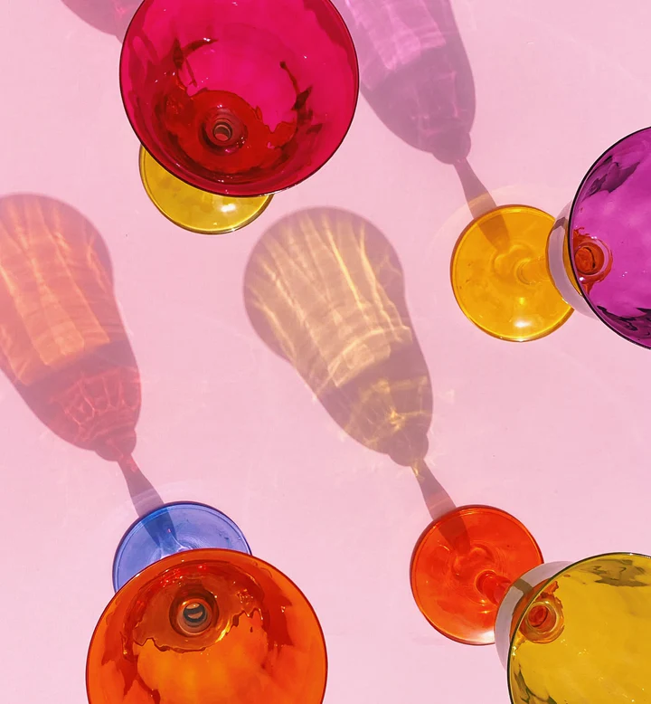 ANNA&NINA Multicoloured Optic Wine Glass Set of 4