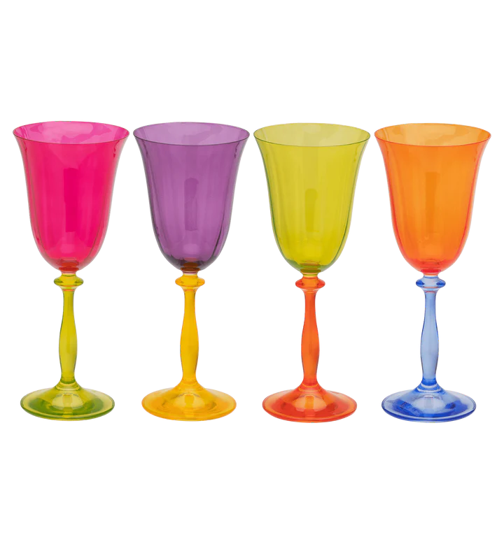 ANNA&NINA Multicoloured Optic Wine Glass Set of 4