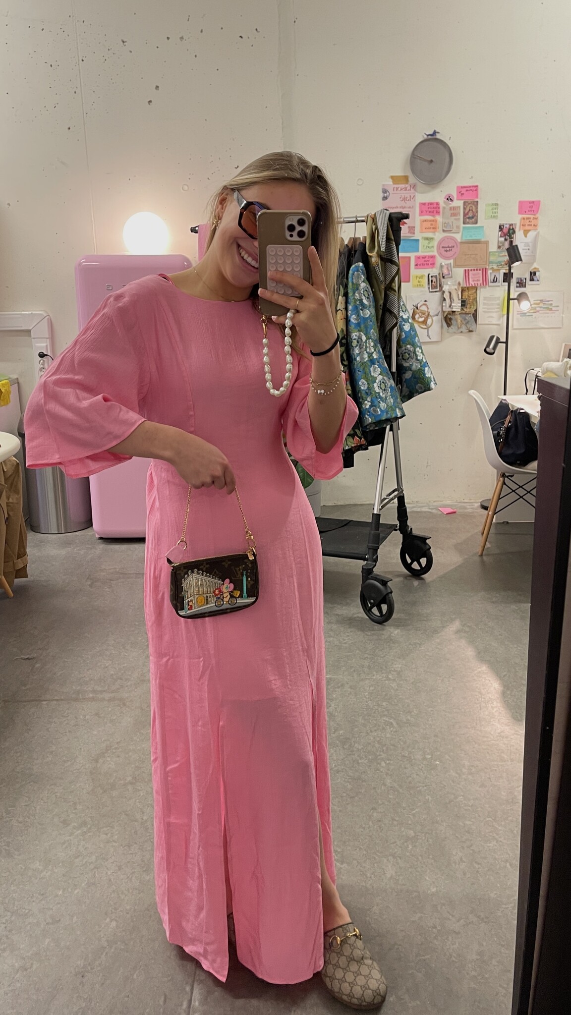 LAAGAM Morgan Textured Midi Dress Pink