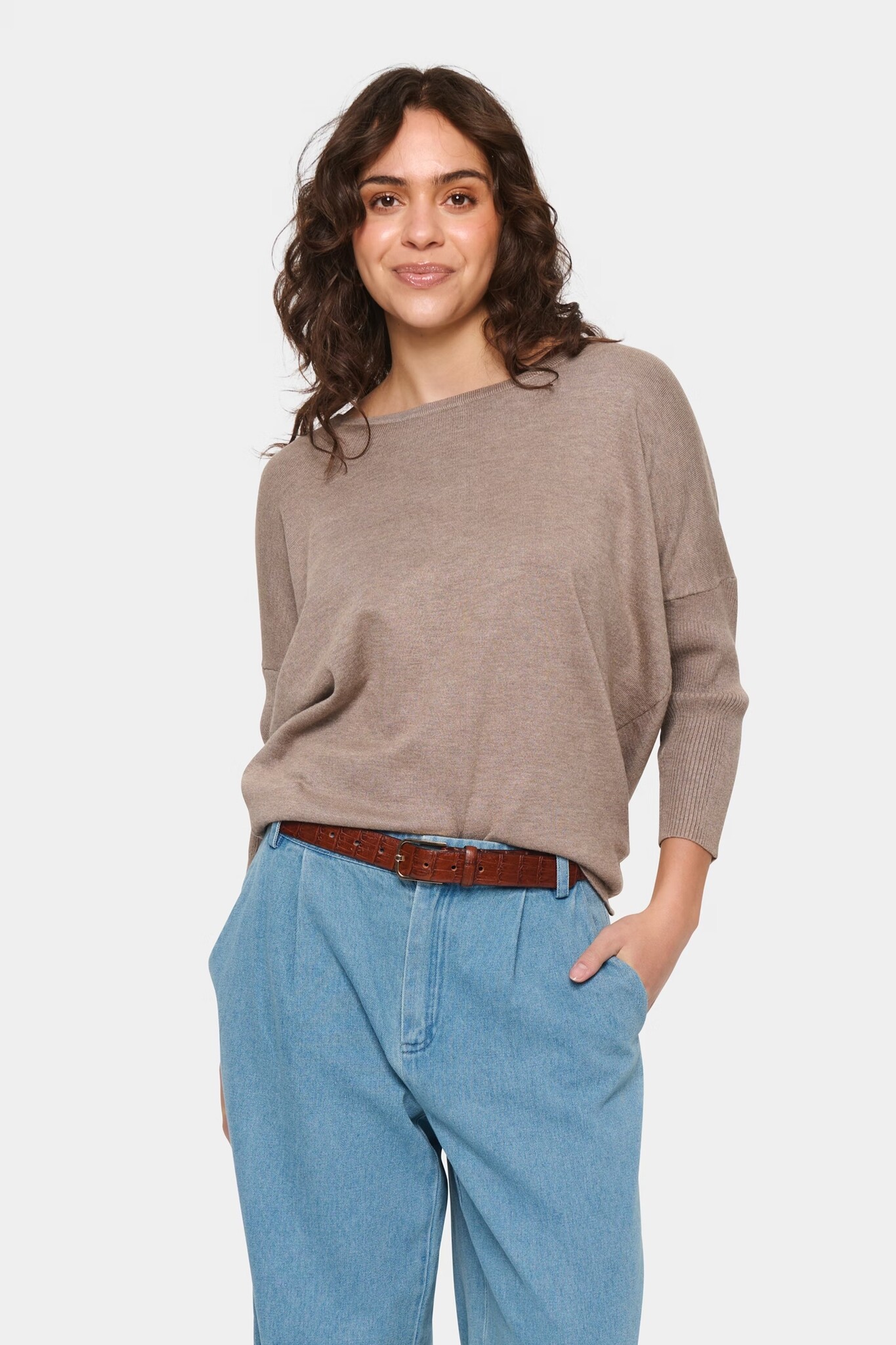 SAINT TROPEZ MilaSZ R-N Pullover Taupe Melange