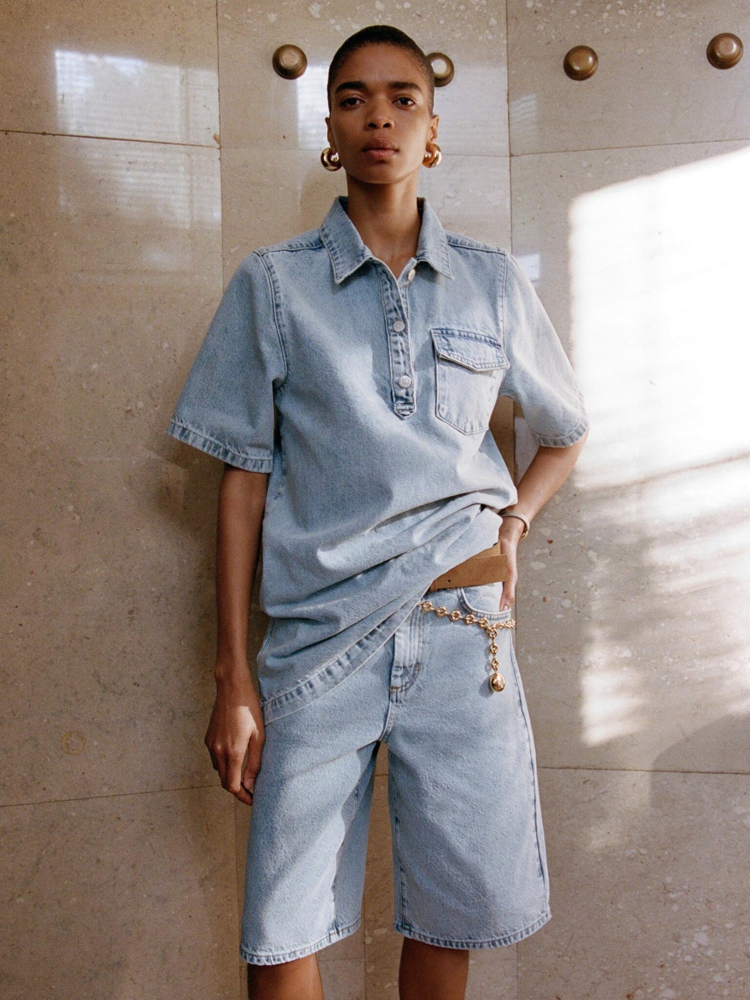 EDITED Addison Denim Short Light Blue