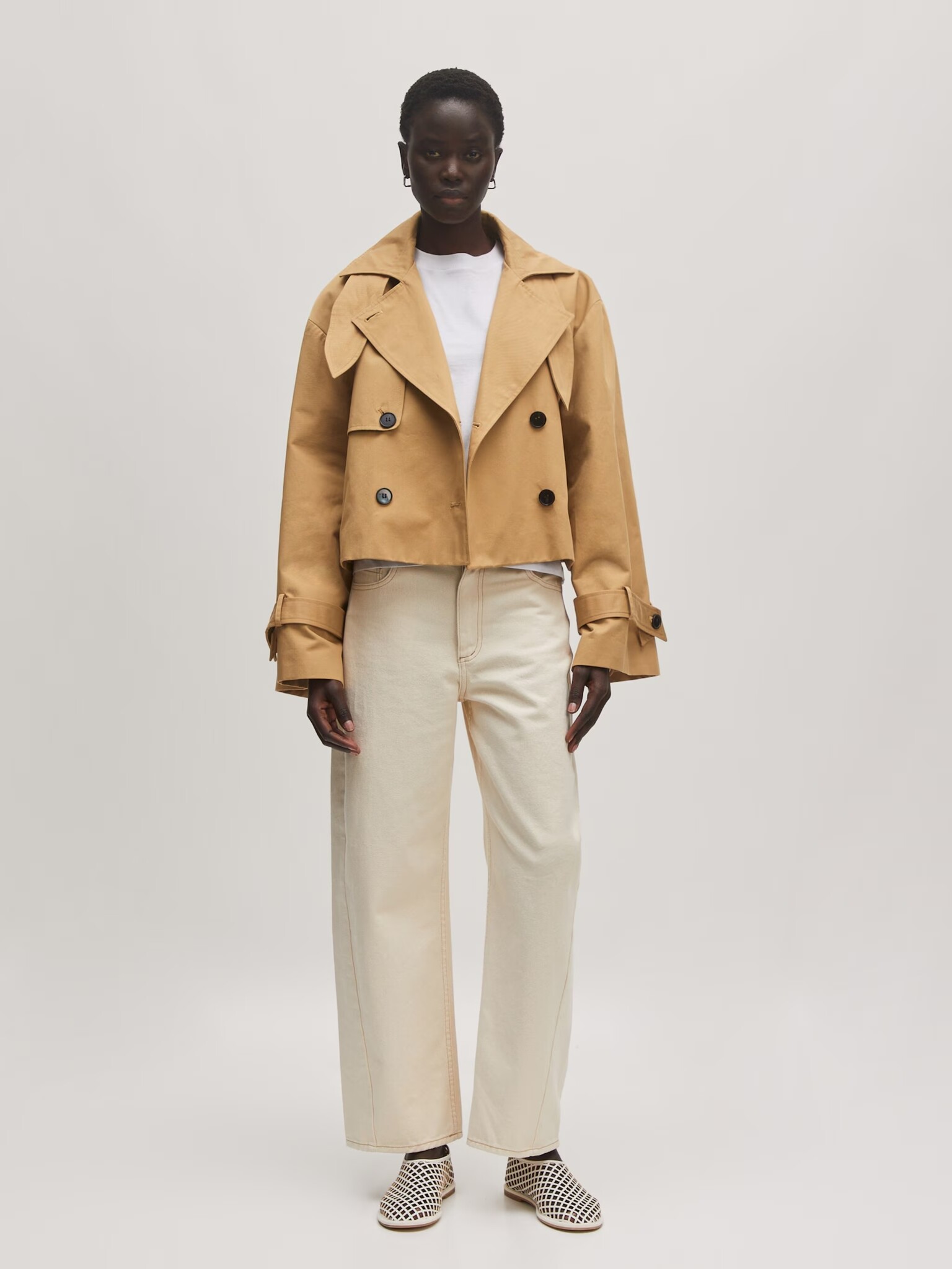 EDITED Mathilda Denim Trousers Beige