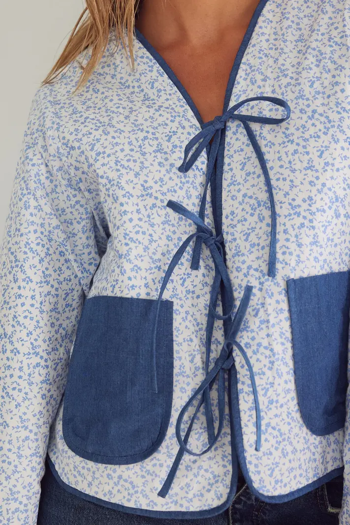 NOELLA Lori Jacket Calla Denim Print