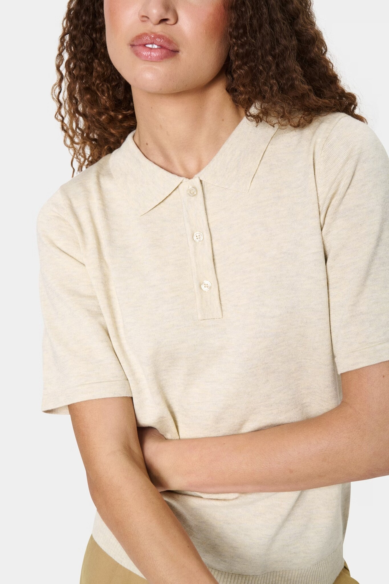 SAINT TROPEZ MilaSZ Polo SS Pullover Jojoba Melange