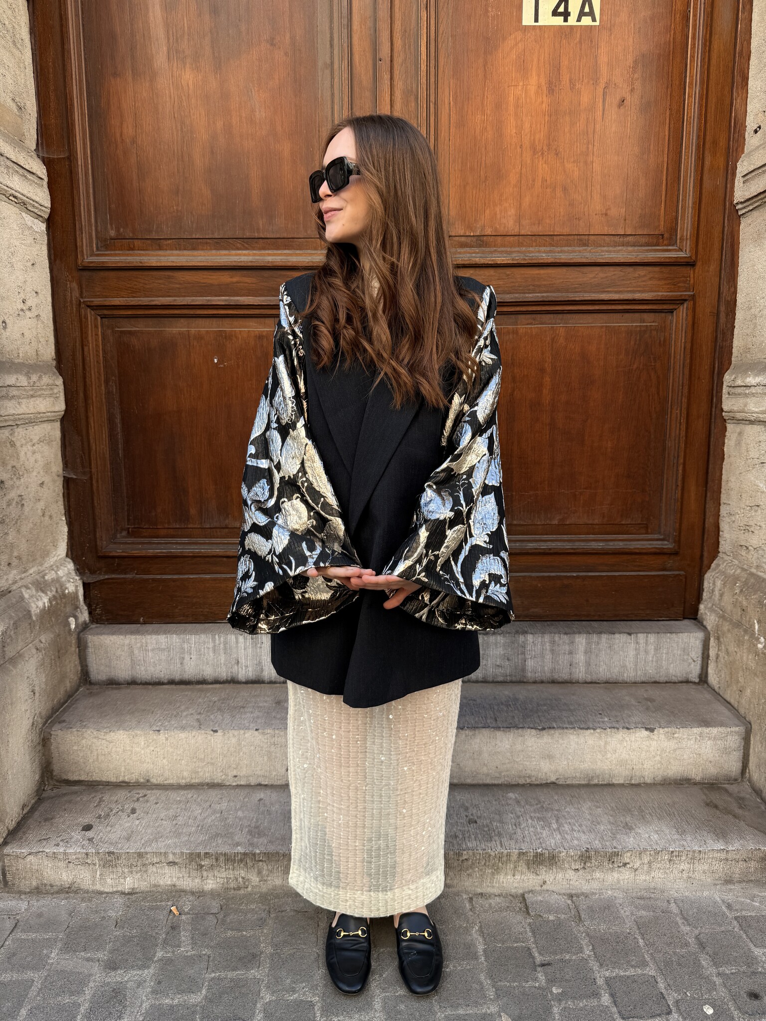 REBELLE Kimono Blazer Black Silver L/XL