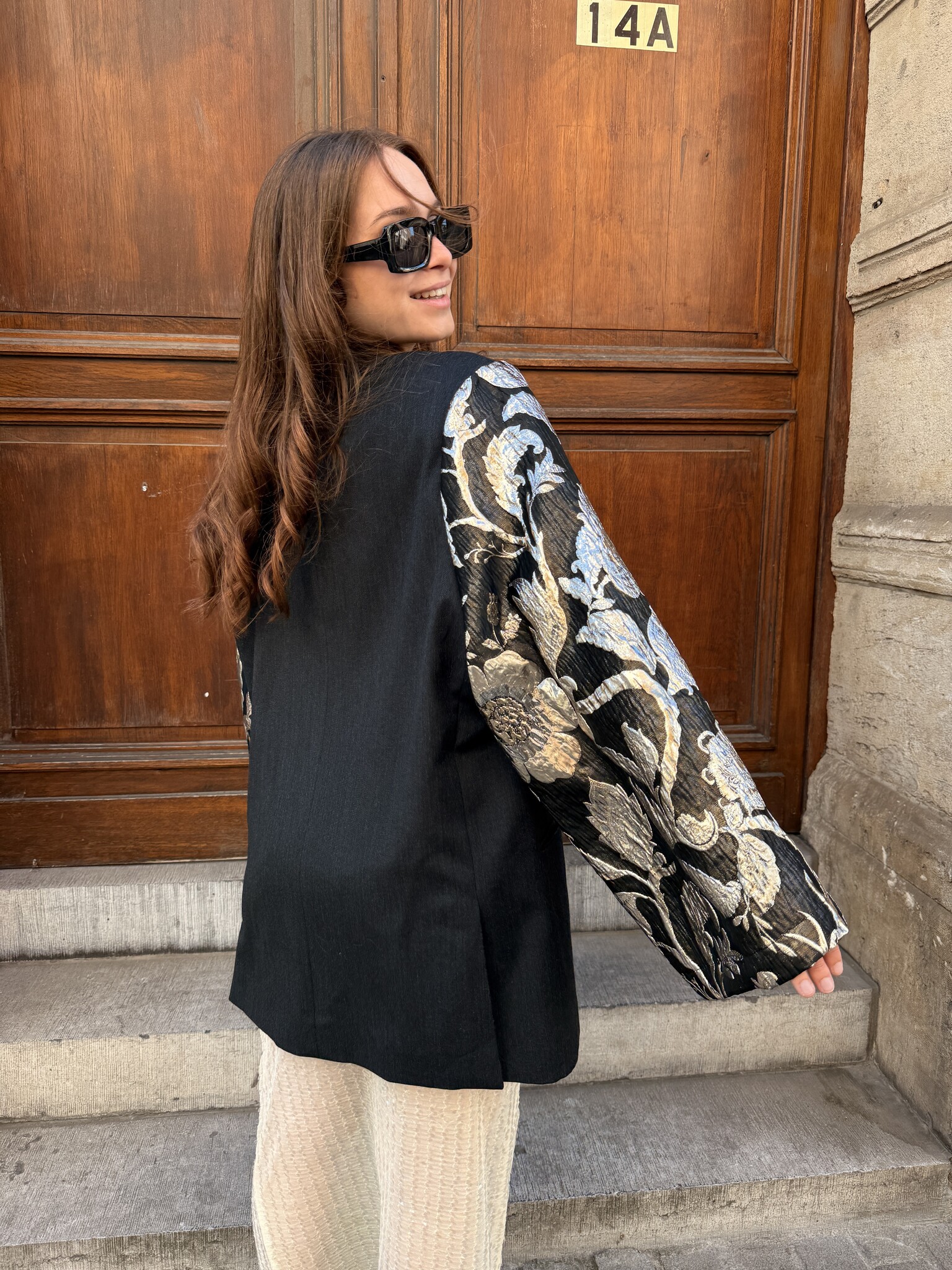 REBELLE Kimono Blazer Black Silver L/XL