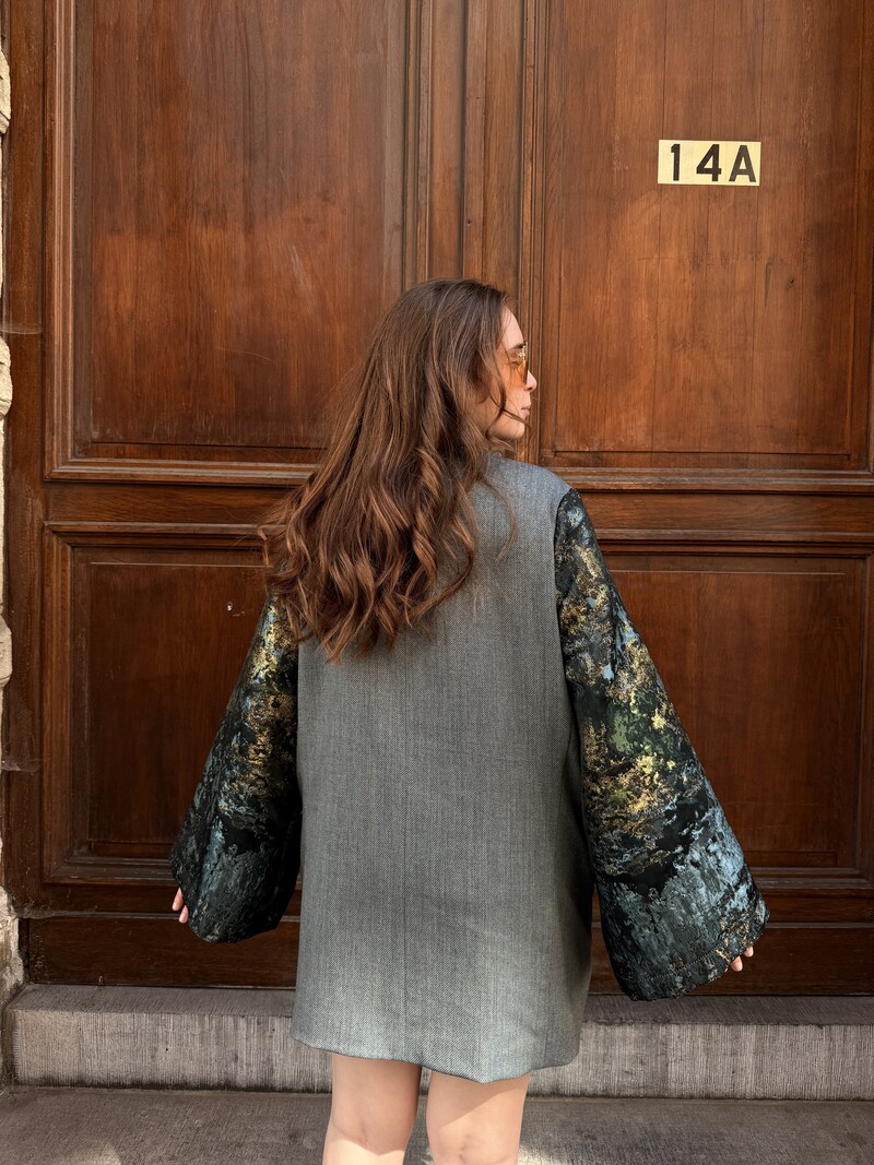 REBELLE Kimono Blazer Grey Dries Van Noten L/XL