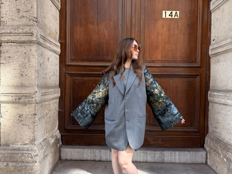 REBELLE Kimono Blazer Grey Dries Van Noten L/XL