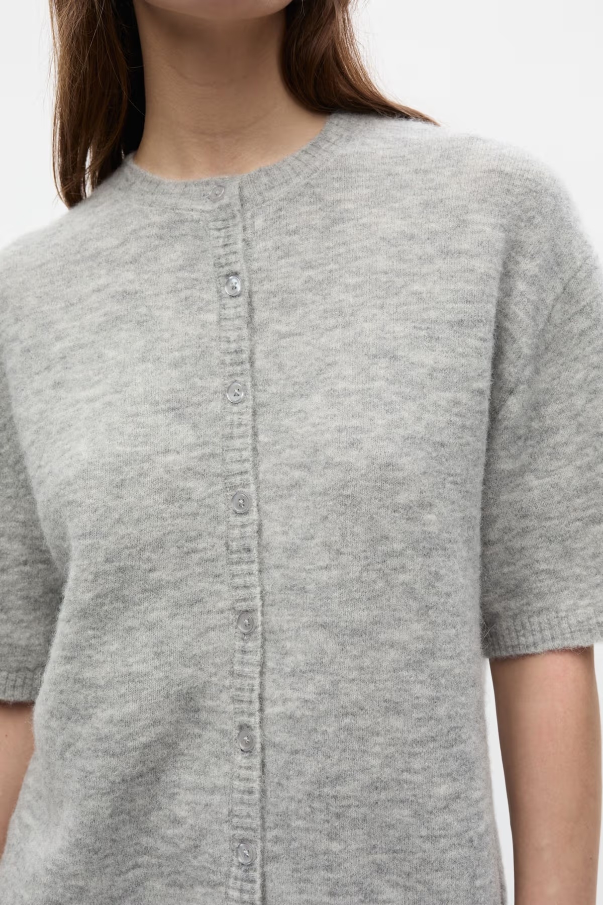 ENVII Enada SS Cardigan Light Grey Melange