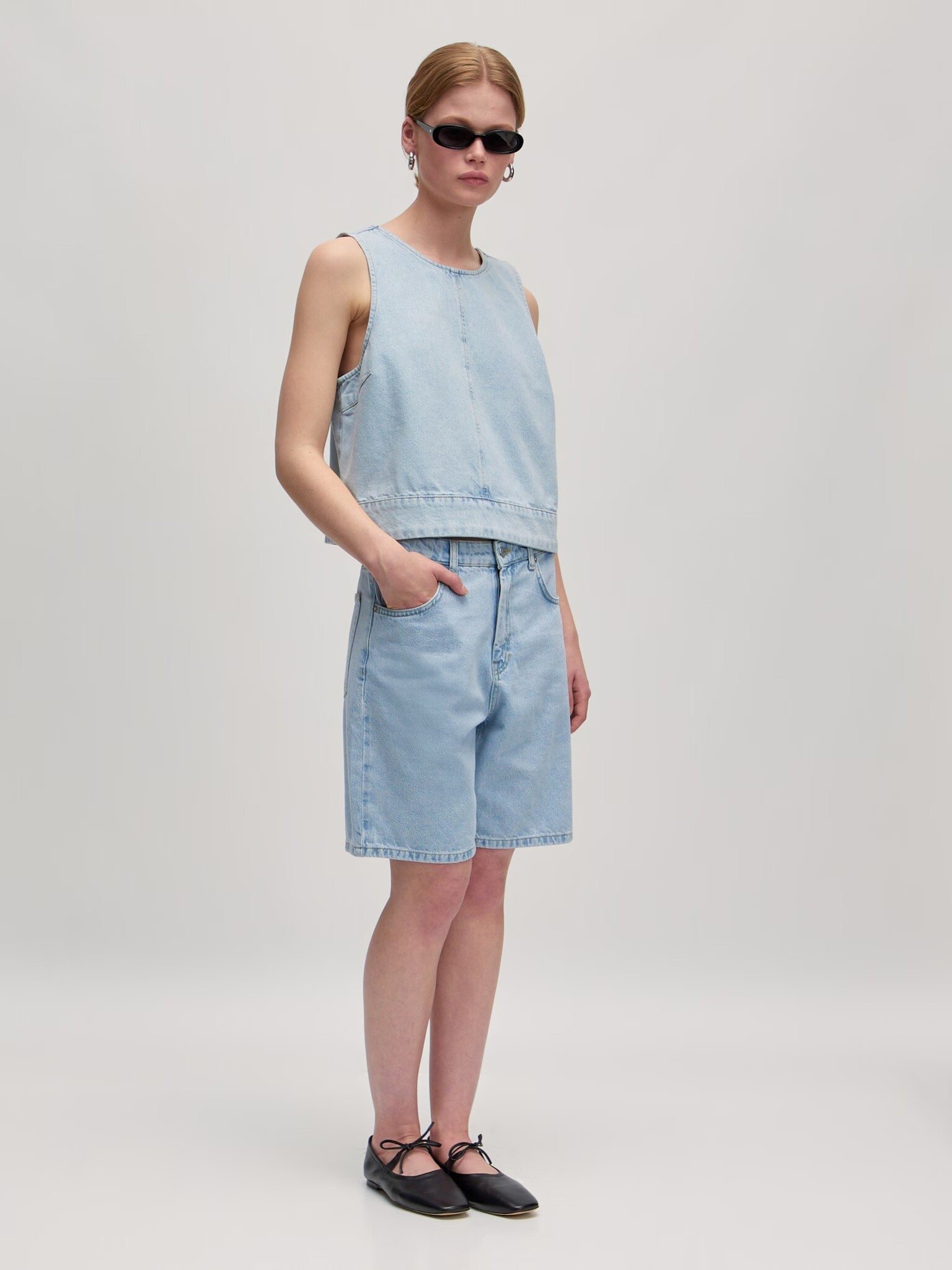 EDITED Raina Denim Top Light Jeans