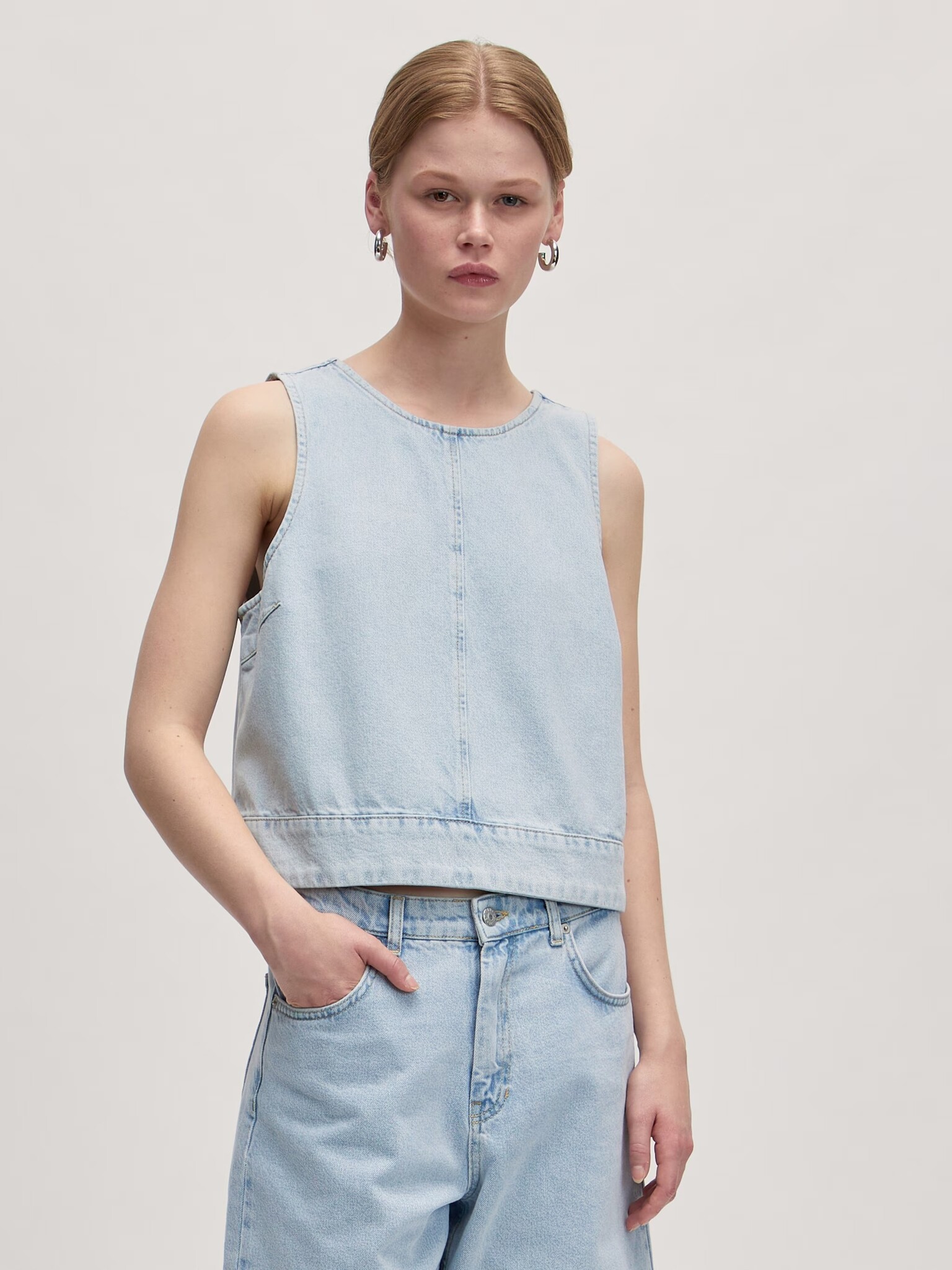 EDITED Raina Denim Top Light Jeans