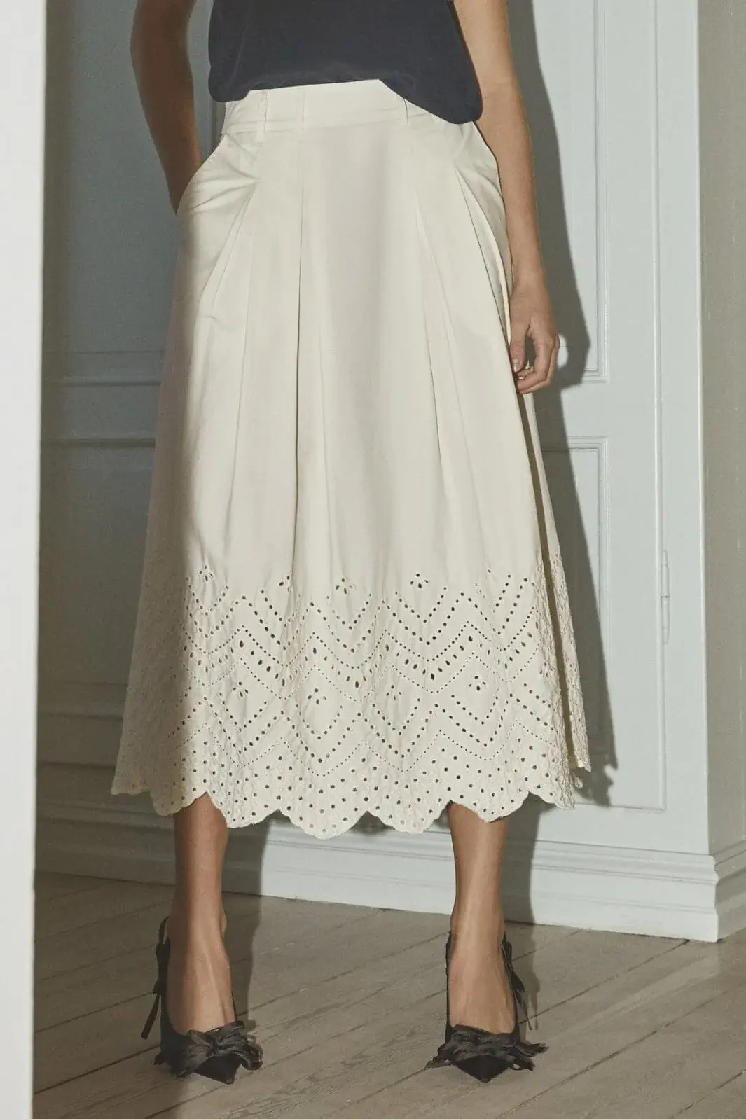 CO'COUTURE Poppycc Anglaise Skirt Bone