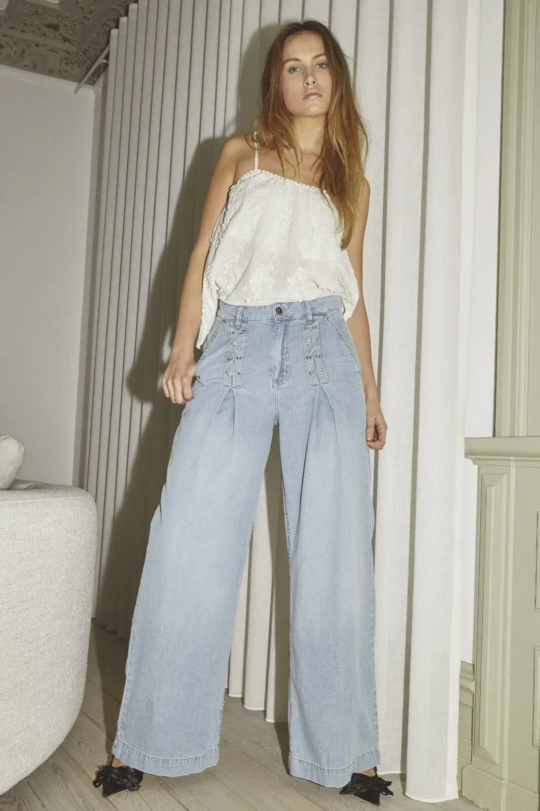 CO'COUTURE Cindycc Eyelet Wide Jeans