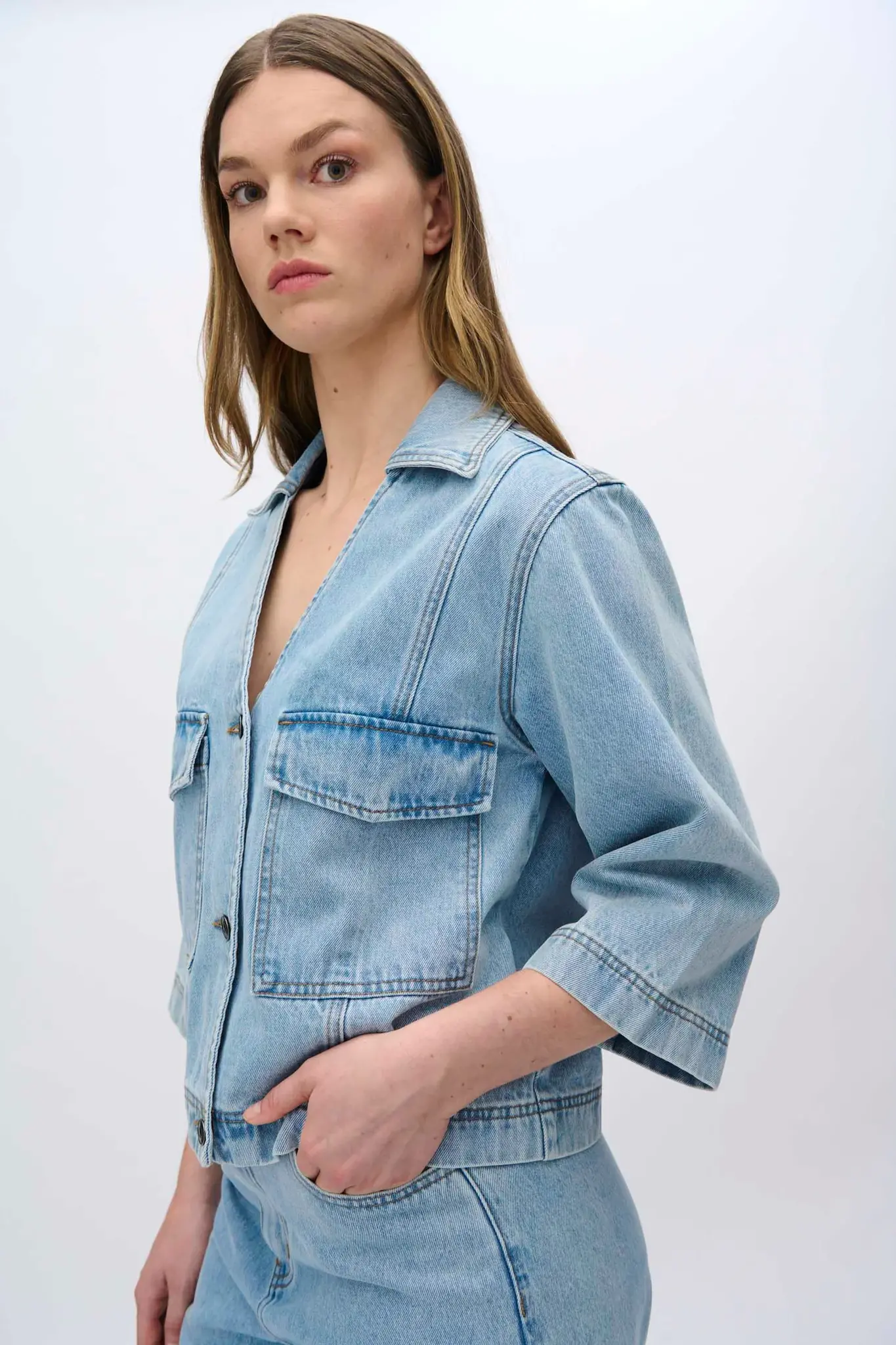 MOVES Amarie denim shirt - Light Blue