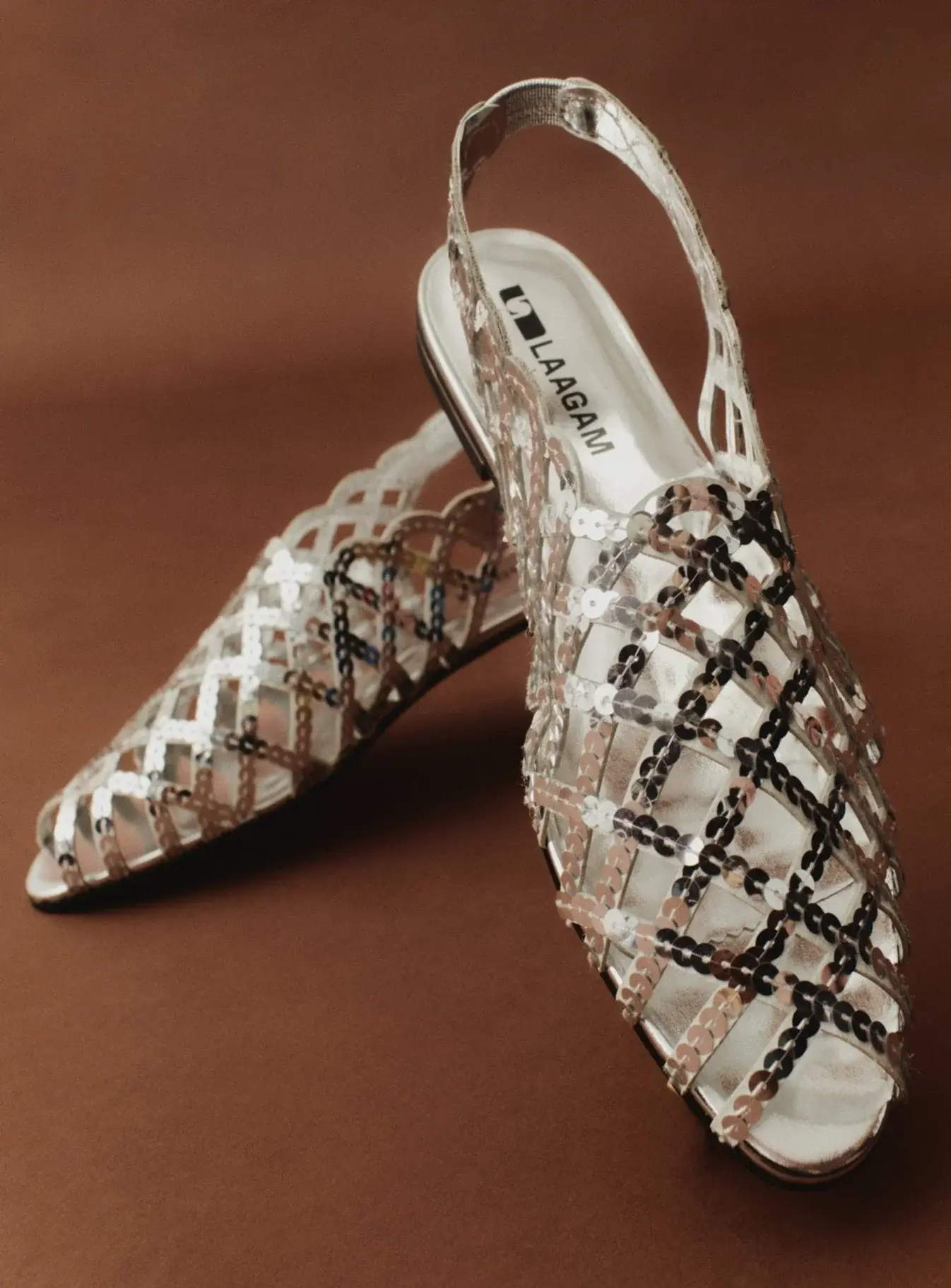 LAAGAM LANI SILVER CUT-OUT SANDALS