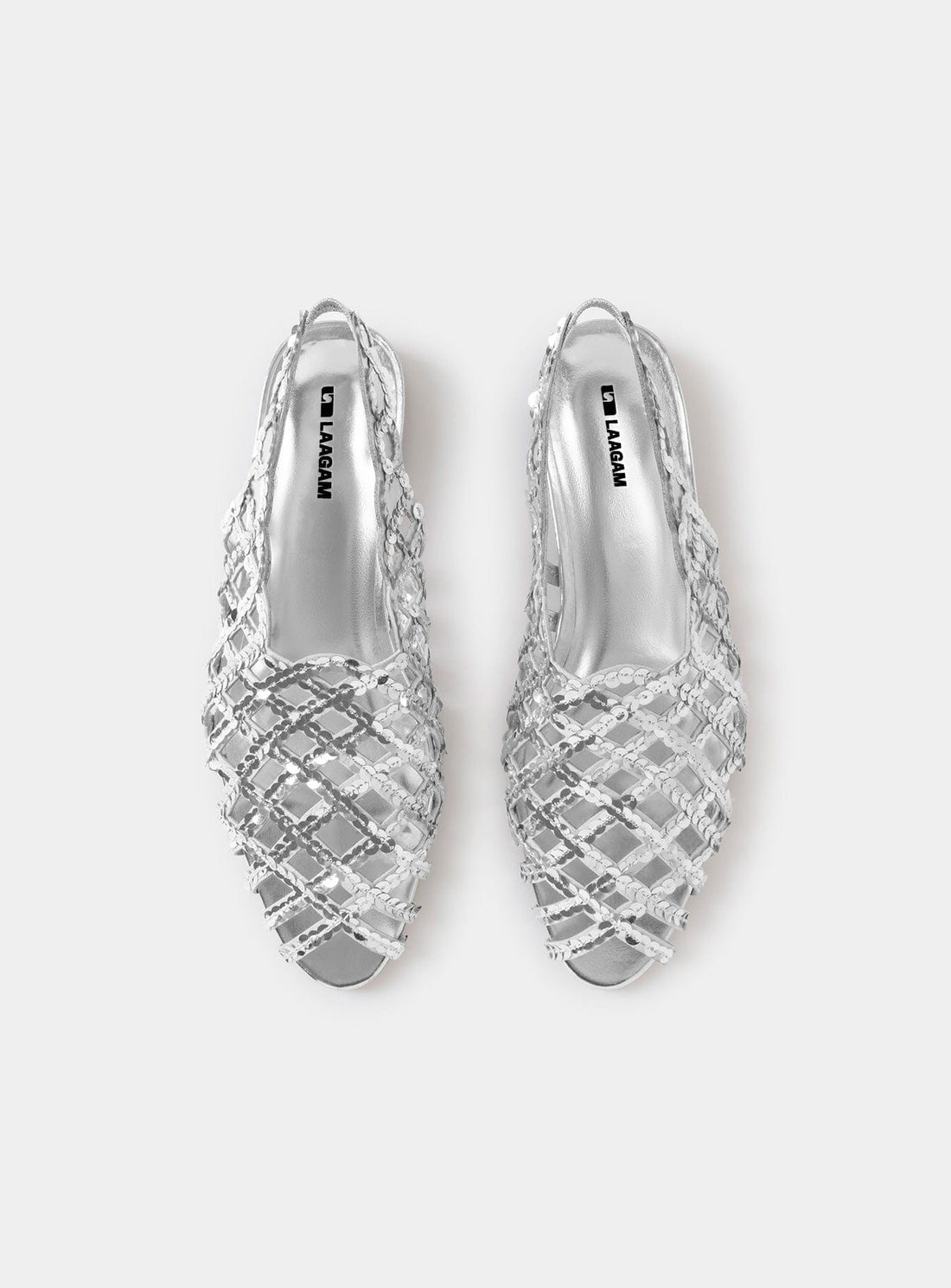 LAAGAM LANI SILVER CUT-OUT SANDALS