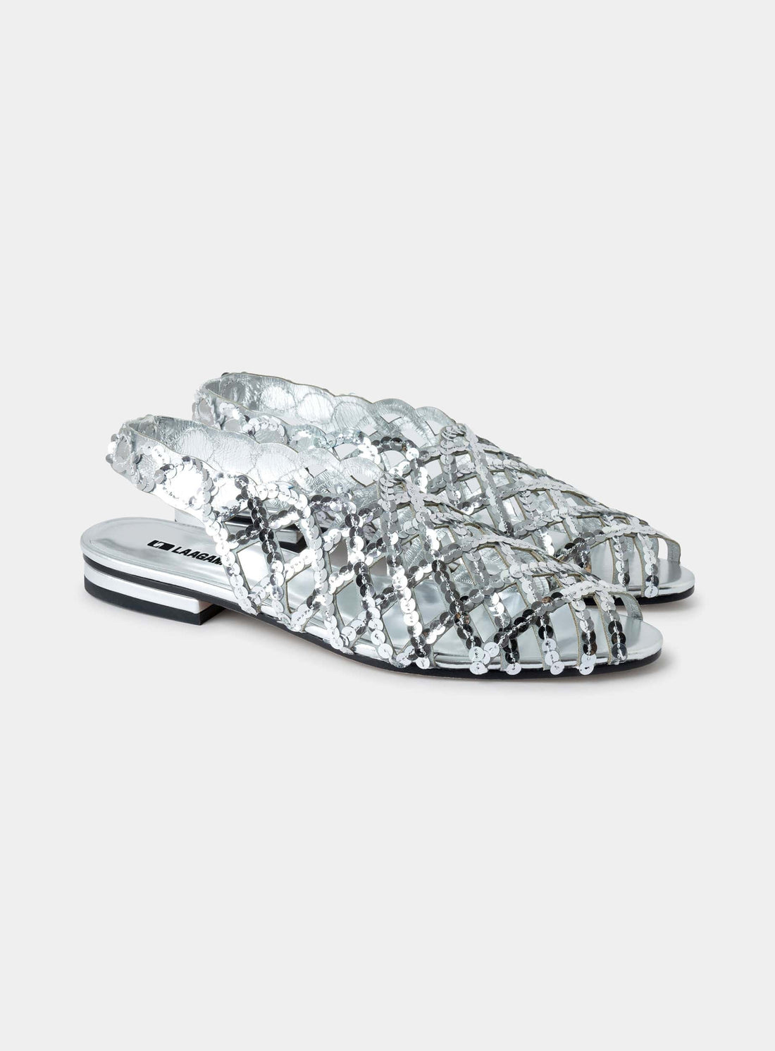 LAAGAM LANI SILVER CUT-OUT SANDALS