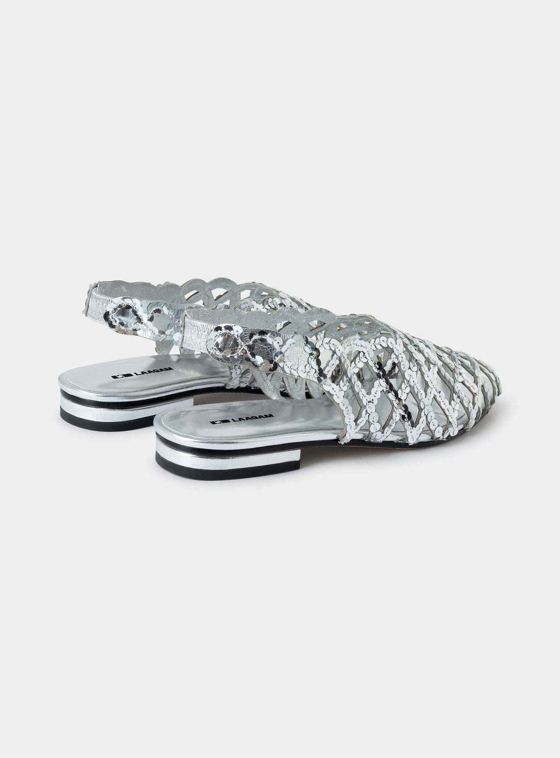 LAAGAM LANI SILVER CUT-OUT SANDALS