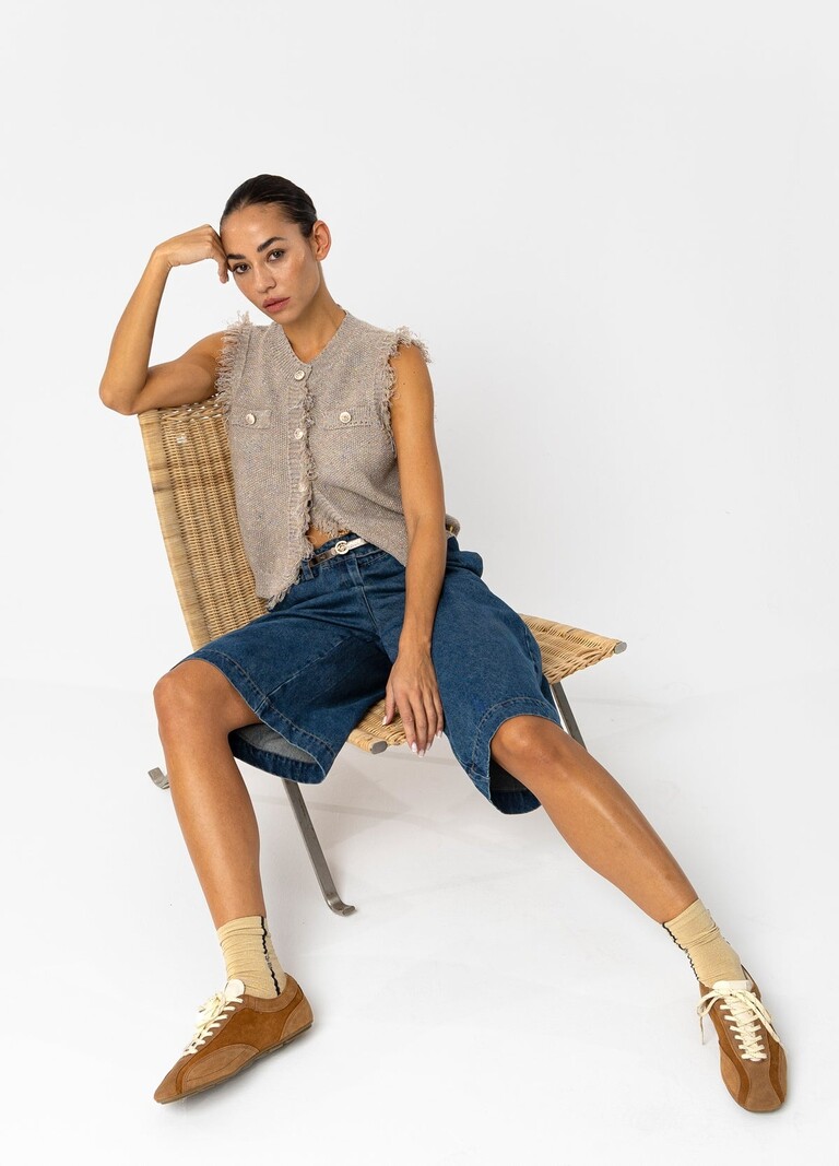 COSTER Long denim shorts
