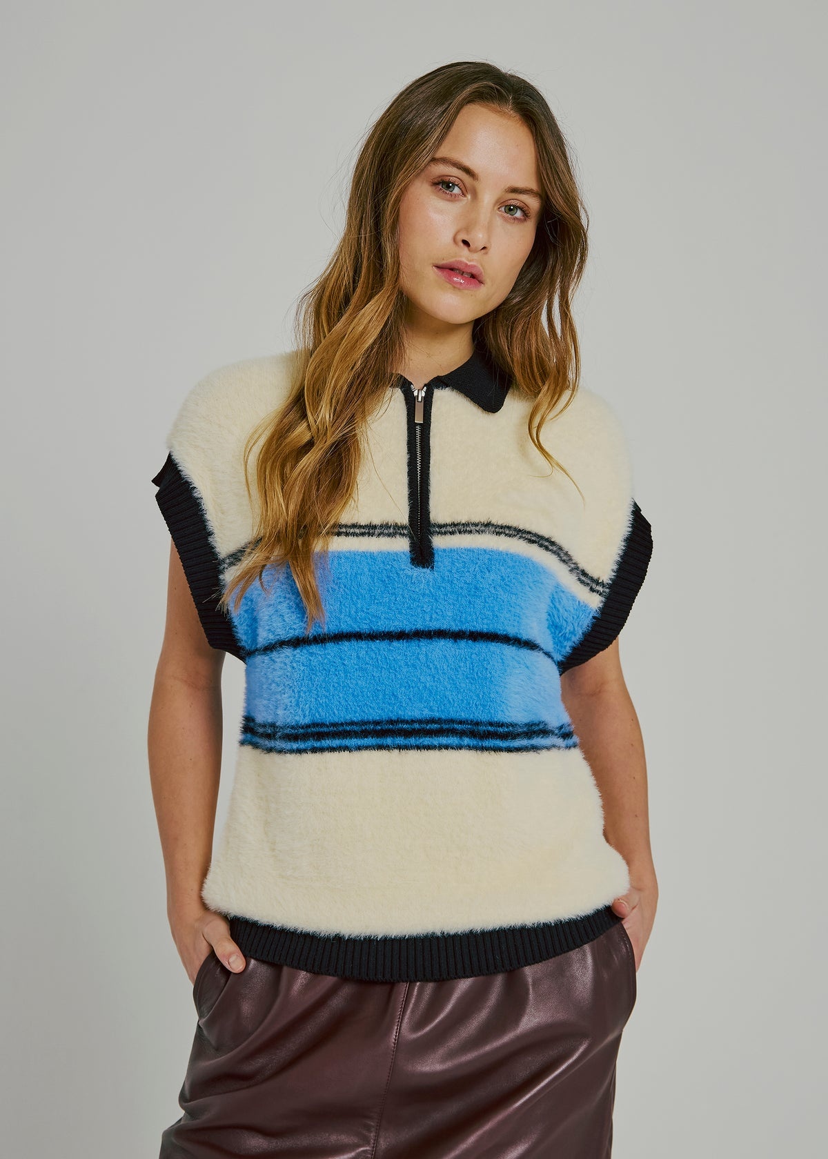 NORR Sky Knit Waistcoat Black Blue