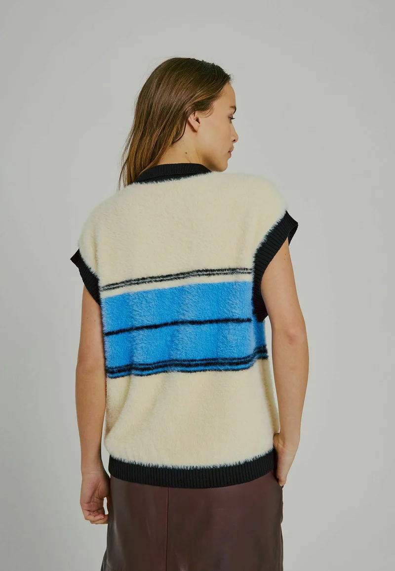 NORR Sky Knit Waistcoat Black Blue