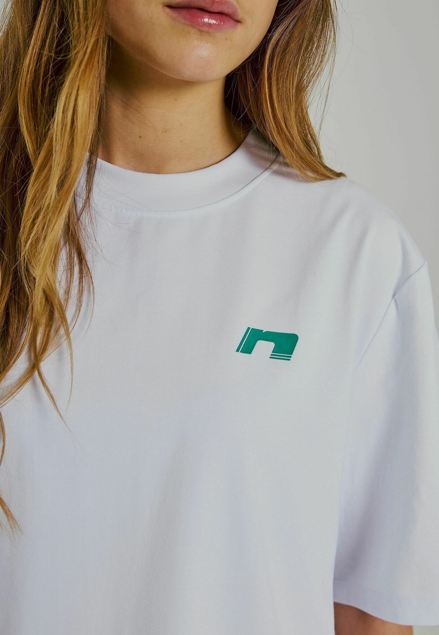 NORR Sanda Tee White Green Print