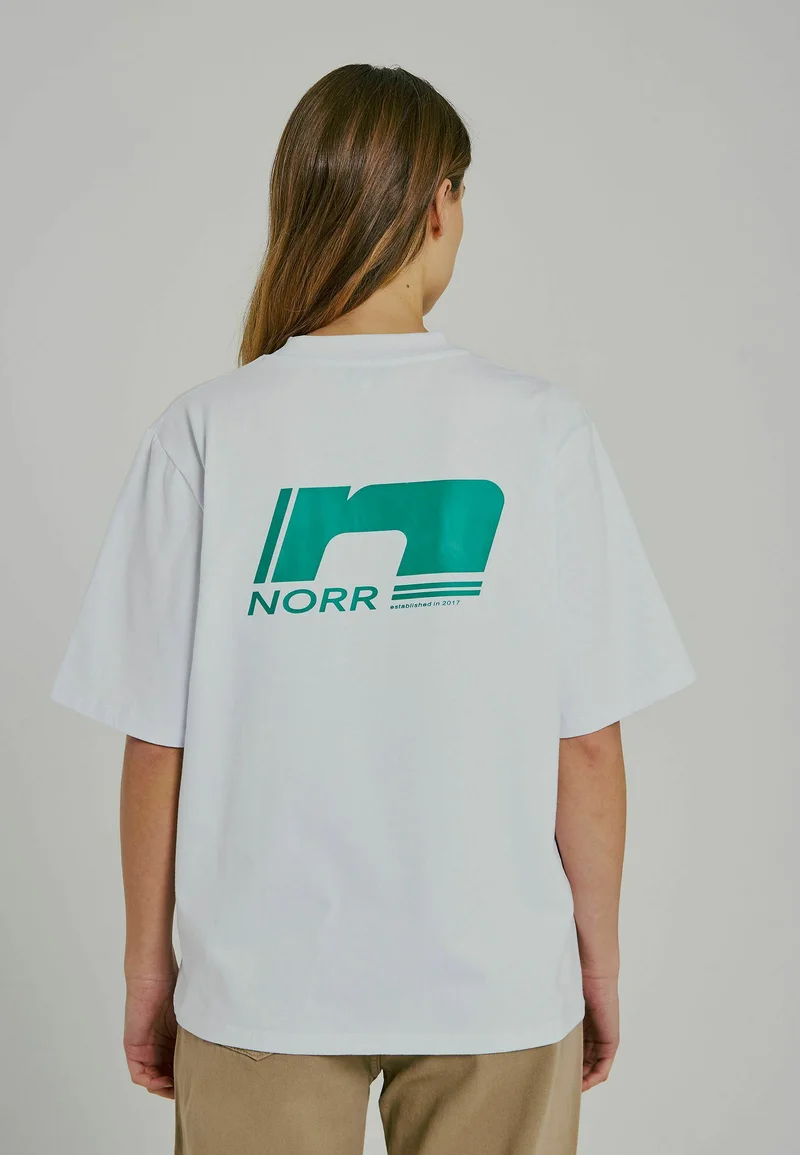 NORR Sanda Tee White Green Print