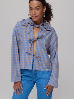 HARPER & YVE Lola Blouse - Geruit Oranje Blauw