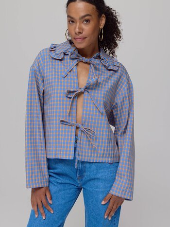 HARPER & YVE Lola Blouse - Checked Orange Blue