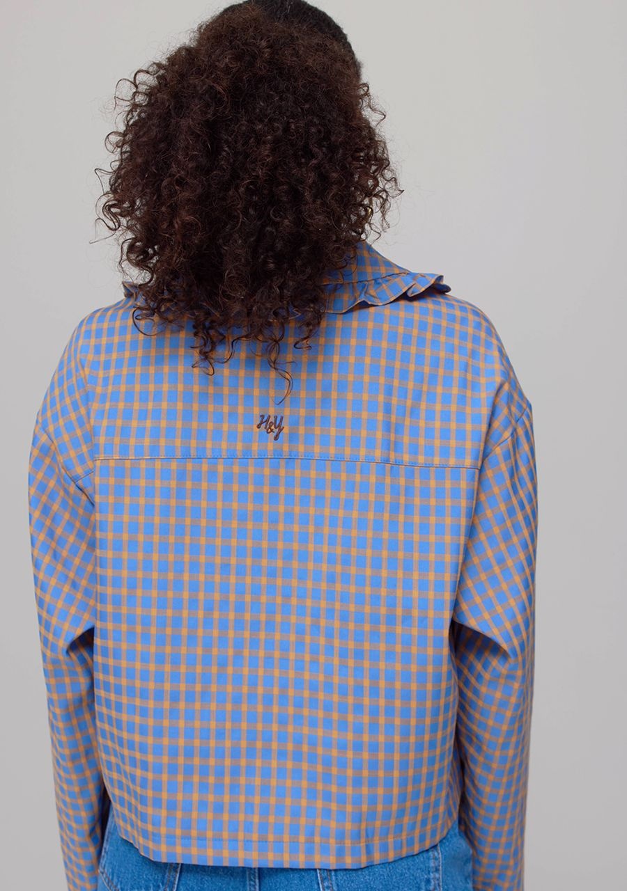 HARPER & YVE Lola Blouse - Checked Orange Blue