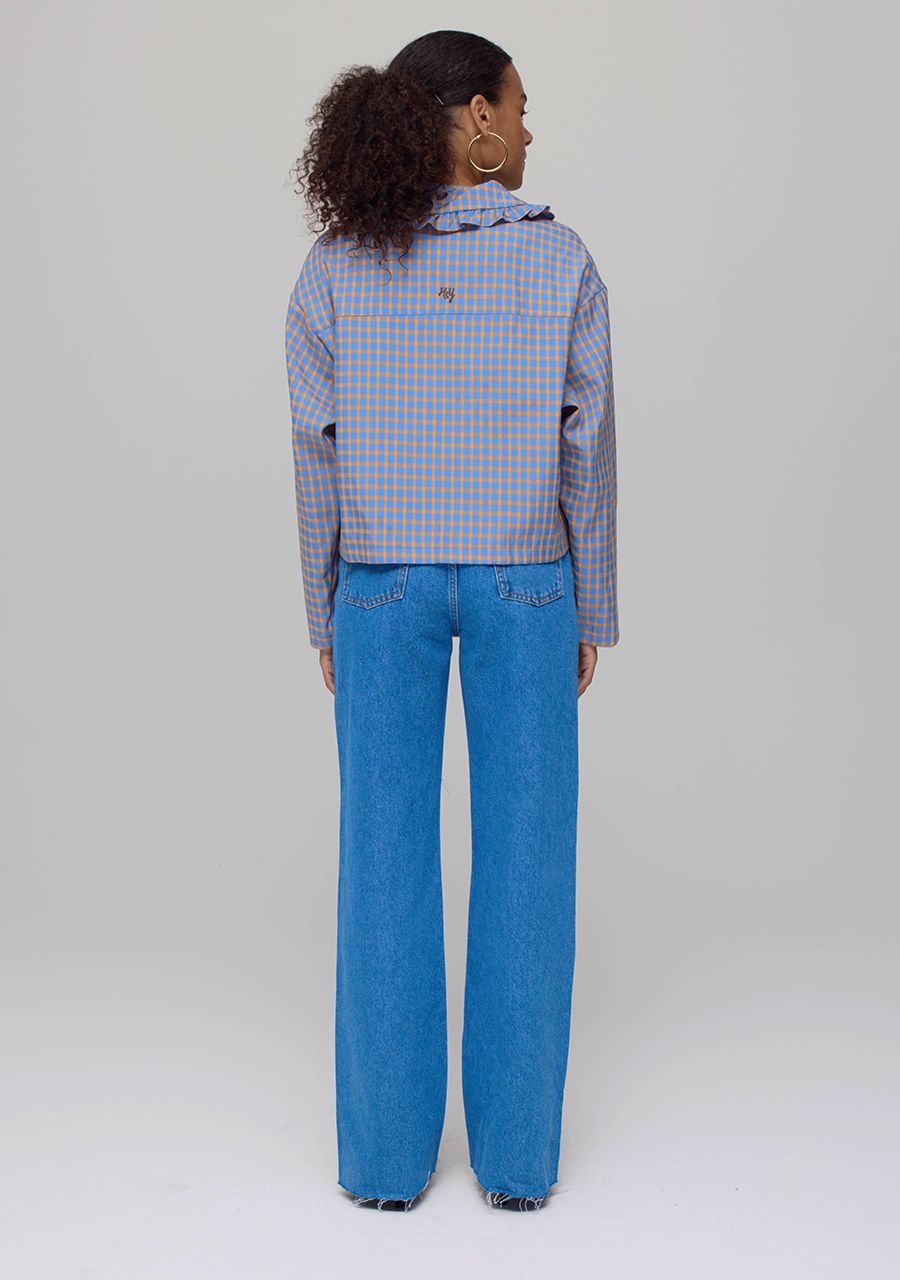 HARPER & YVE Lola Blouse - Checked Orange Blue